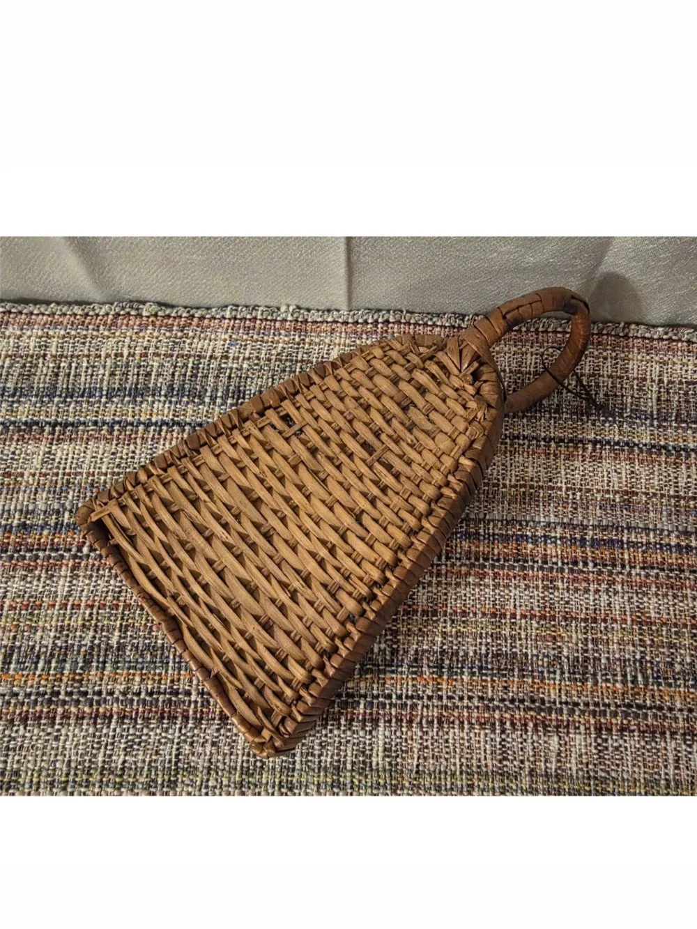 Vintage Handwoven Brown Wicker Dustpan Basket - Rustic Home Accent
